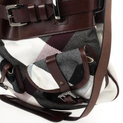 Pre Owned Burberry Tan Nova Check Front Pocket Shoulder Bag