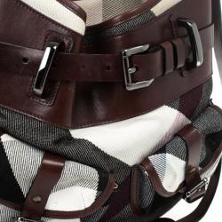 Pre Owned Burberry Tan Nova Check Front Pocket Shoulder Bag