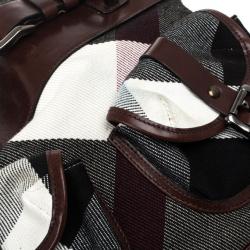 Pre Owned Burberry Tan Nova Check Front Pocket Shoulder Bag