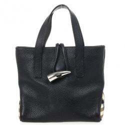 مملوكة مسبقًا Burberry Black Leather Horn Toggle Small Tote Bag