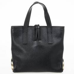 مملوكة مسبقًا Burberry Black Leather Horn Toggle Small Tote Bag