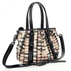 مملوكة مسبقًا Burberry Nova Check Cartridge Pleat Tote