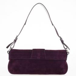 مملوكة مسبقًا Burberry Purple Suede Fringe Flap Shoulder Handbag
