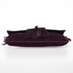 مملوكة مسبقًا Burberry Purple Suede Fringe Flap Shoulder Handbag