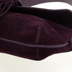مملوكة مسبقًا Burberry Purple Suede Fringe Flap Shoulder Handbag
