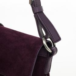 مملوكة مسبقًا Burberry Purple Suede Fringe Flap Shoulder Handbag