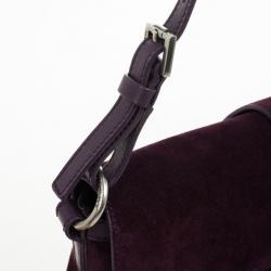 مملوكة مسبقًا Burberry Purple Suede Fringe Flap Shoulder Handbag