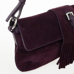 مملوكة مسبقًا Burberry Purple Suede Fringe Flap Shoulder Handbag