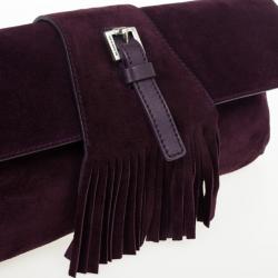 مملوكة مسبقًا Burberry Purple Suede Fringe Flap Shoulder Handbag