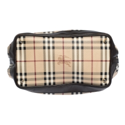 Pre Owned Burberry Beige/Brown Haymarket Check Canvas and Leather Medium Golderton Tote