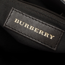 Pre Owned Burberry Beige/Brown Haymarket Check Canvas and Leather Medium Golderton Tote
