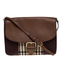 Burberry Tweed & Leather Multicolor Check Pochette