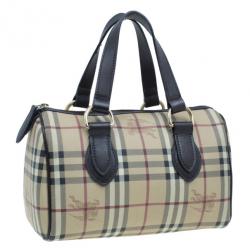 Pre Owned Burberry Haymarket Check Coated Canvas Small Bowling Bag