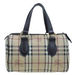 Pre Owned Burberry Haymarket Check Coated Canvas Small Bowling Bag