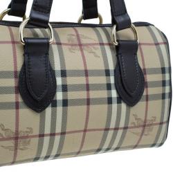 Pre Owned Burberry Haymarket Check Coated Canvas Small Bowling Bag
