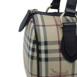 Pre Owned Burberry Haymarket Check Coated Canvas Small Bowling Bag