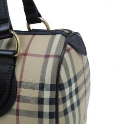 Pre Owned Burberry Haymarket Check Coated Canvas Small Bowling Bag