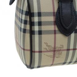 Pre Owned Burberry Haymarket Check Coated Canvas Small Bowling Bag