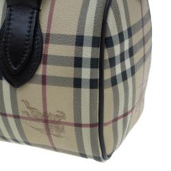 Pre Owned Burberry Haymarket Check Coated Canvas Small Bowling Bag