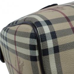 Pre Owned Burberry Haymarket Check Coated Canvas Small Bowling Bag