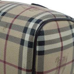 Pre Owned Burberry Haymarket Check Coated Canvas Small Bowling Bag
