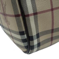 Pre Owned Burberry Haymarket Check Coated Canvas Small Bowling Bag