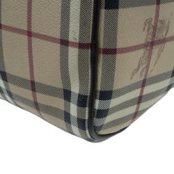 Pre Owned Burberry Haymarket Check Coated Canvas Small Bowling Bag