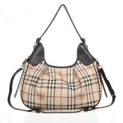 Pre Owned Burberry Beige Haymarket Chains Hobo Bag