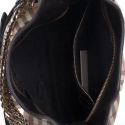 Pre Owned Burberry Beige Haymarket Chains Hobo Bag
