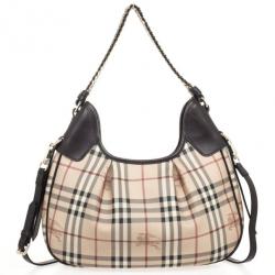 Pre Owned Burberry Beige Haymarket Chains Hobo Bag