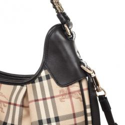Pre Owned Burberry Beige Haymarket Chains Hobo Bag