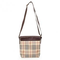 مملوكة مسبقًا Burberry Haymarket Check Flap Crossbody Bag