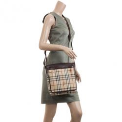 مملوكة مسبقًا Burberry Haymarket Check Flap Crossbody Bag