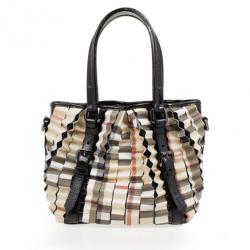 Pre Owned Burberry Nova Check Cartridge Pleat Tote