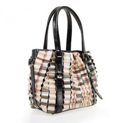Pre Owned Burberry Nova Check Cartridge Pleat Tote