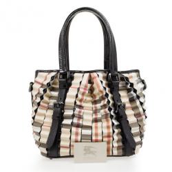 Pre Owned Burberry Nova Check Cartridge Pleat Tote