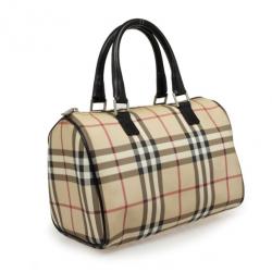 Pre Owned Burberry Brown Nova Check Bowling Bag