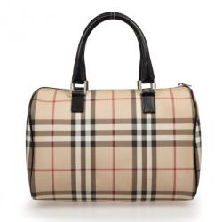 Pre Owned Burberry Brown Nova Check Bowling Bag