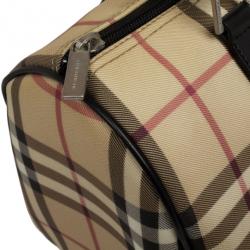 Pre Owned Burberry Brown Nova Check Bowling Bag