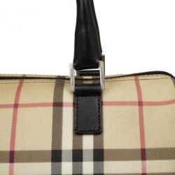 Pre Owned Burberry Brown Nova Check Bowling Bag