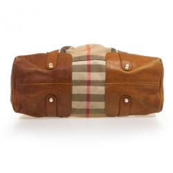 مملوكة مسبقًا Burberry Tan and House Check Drawstring Shoulder Bag