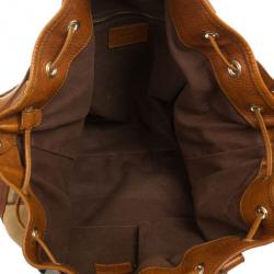 مملوكة مسبقًا Burberry Tan and House Check Drawstring Shoulder Bag