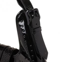 Pre Owned Burberry Black Patent Studded 'Brooke' Hobo