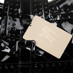 Pre Owned Burberry Black Patent Studded 'Brooke' Hobo