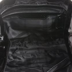 Pre Owned Burberry Black Patent Studded 'Brooke' Hobo