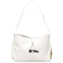 مملوكة مسبقًا Burberry White Leather   Shoulder Bags