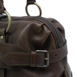 Pre Owned Burberry Olive Green Leather Buckle Boston Bag