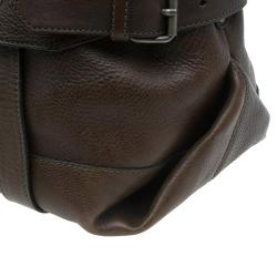 Pre Owned Burberry Olive Green Leather Buckle Boston Bag