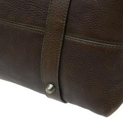 Pre Owned Burberry Olive Green Leather Buckle Boston Bag