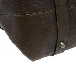 Pre Owned Burberry Olive Green Leather Buckle Boston Bag